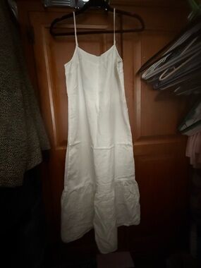 American Eagle White Spaghetti Strap 100% cotton Dress 4